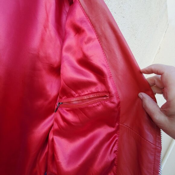 Red Leather Motorcycle Jacket Mens XL NWOT LLD Original Fonzy London Leathers - Picture 11 of 15